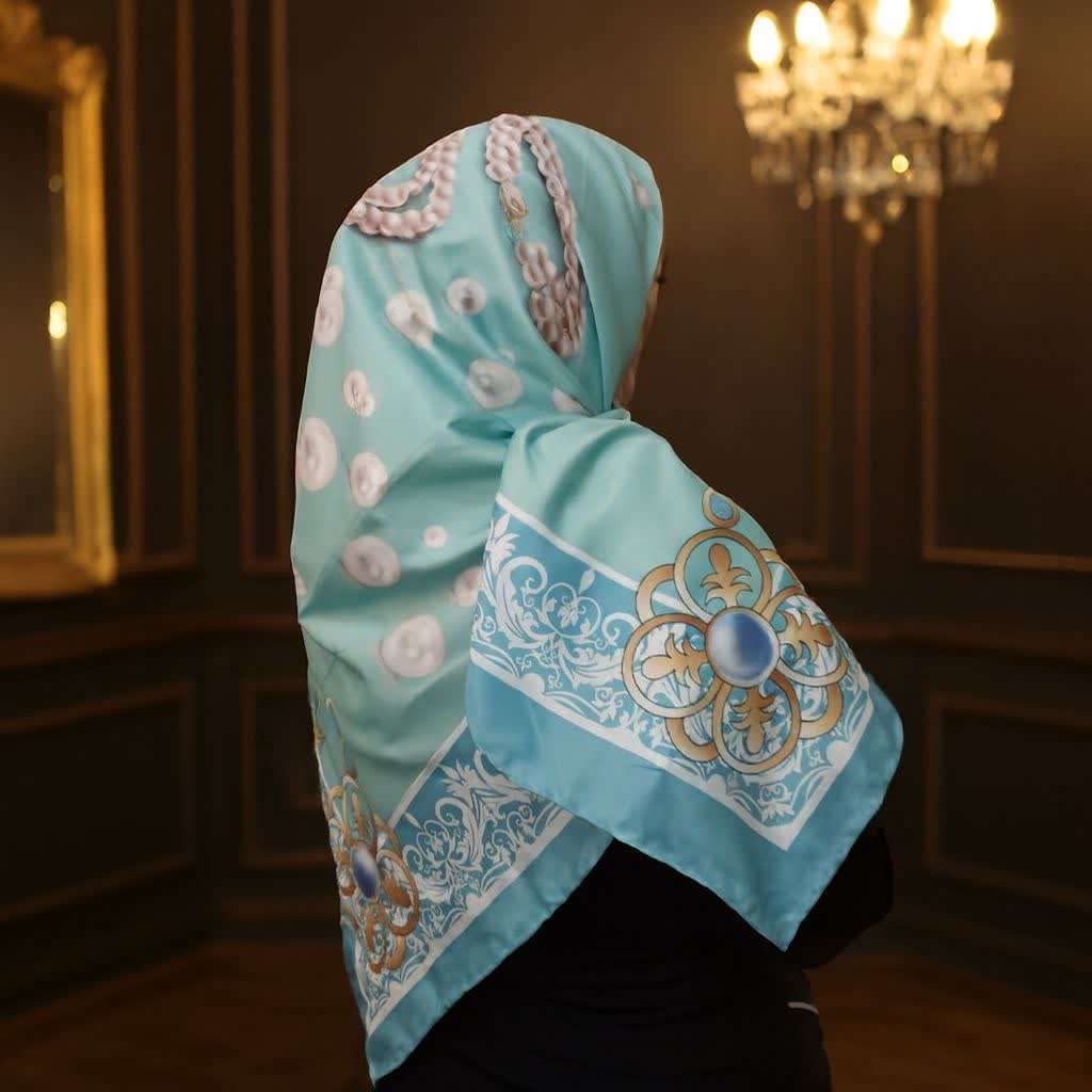 روسری طرح «مروارید آبی»