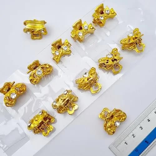 کلیپس روسری کارتی فلزی نگین دار طلایی